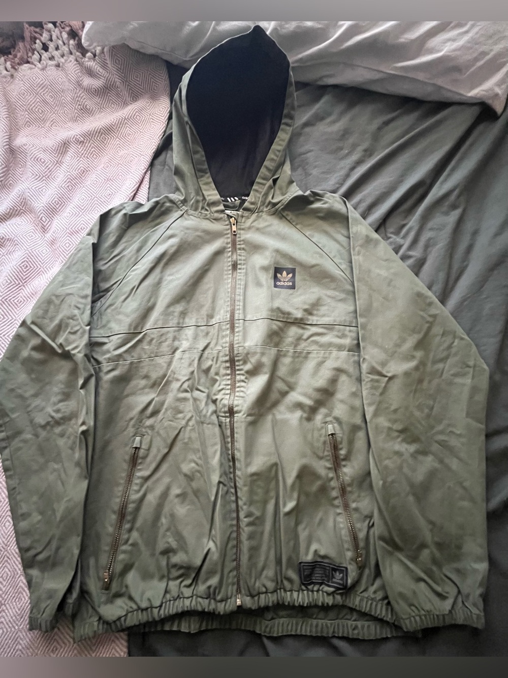 adidas skateboarding Olive Green Lightweight Hooded Jacket